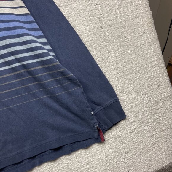 Nautica Blue Sail XL Mens Striped Long Sleeve Rugby Polo Shirt Color Block - Picture 4 of 12